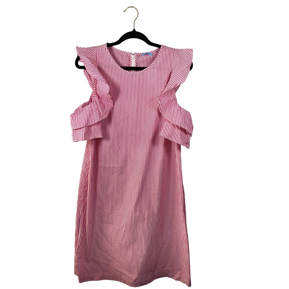 NWT J. McLaughlin Pink White Striped Dress Med Preppy Costal Nautical Old Money